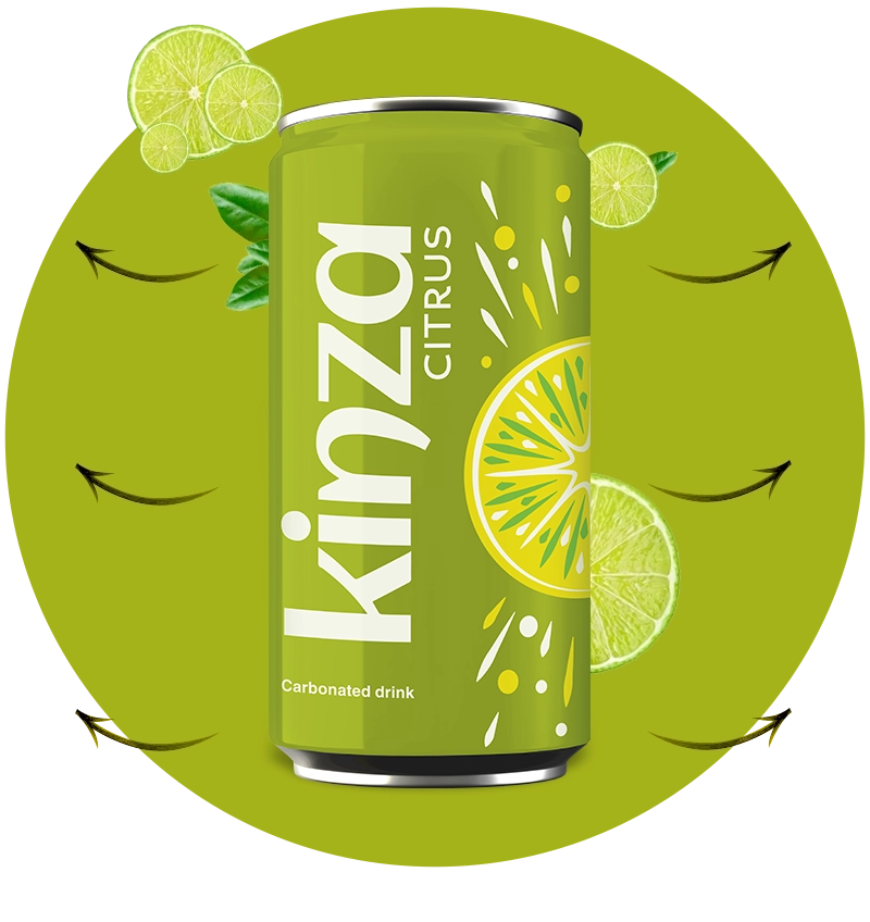 Kinza citrus can with lime in backgrounds